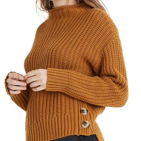 Madewell Sweaters - Madewell Mock Neck Side-Button Pullover Sweater